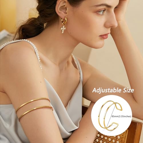 13 Pcs Gold Arm Cuff for Women Arm Bracelet Upper Arm Cuff Bangles Adjustable Bracelets Silver Coil Armlet Minimalist Bracelet Armband Jewelry Set Gifts4
