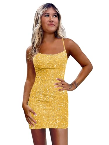 GUKARLEED Sequin Homecoming Dresses 2025 Sparkly Formal Short Prom Dress for Teens Corset Spaghetti Straps Cocktail Mini Gown