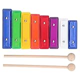 Xilófono de 8 notas, juguete de xilófono, instrumento de percusión eonal con 8 teclas de metal 2 s, base de madera de abedul para preescolar, música, eón temprano