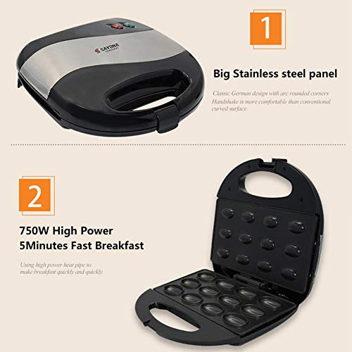 Nussbäcker Waffeleisen , Nussmacker Backautomat für 12 knusprige Teigschalen, 750W Edelstahl Bratpfanne Kühler zum… – Bild 7
