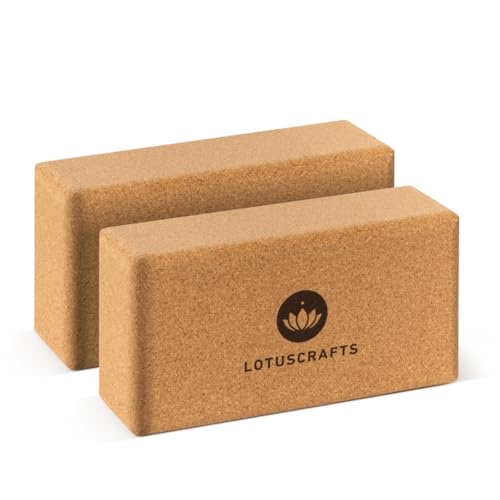Lotuscrafts® Yoga Block Kork 2er Set oder Einzeln, Korkblock in...