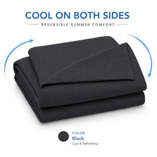 Cozorbt Double-Sided Cooling Comforter Queen Size, Ice Silk Summer Blanket, Smooth No-Stripes, No-Seam, Edge-Free Design, Breathable Lightweight Bed Cover for Hot Sleepers, All-Season Black 90x90 - image 2