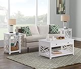 Alaterre Furniture Coventry 36' Coffee Drawer and Two End Tables with Tray, Set of 3, White