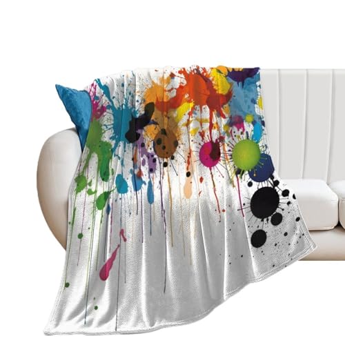 Couverture flanelle douce plaid canapé lit motif abstrait coloré - 2