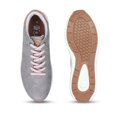 Image of Red Chief Men's Sneakers | Lace-Up Low Ankle Shoes for Everyday Wear | Stylish & Comfortable Trendy Footwear | Mid Grey (C6007)