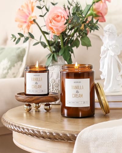 Image of AOOVOO Vanilla Cream Candles - 22 oz Scented Candles, Aromatherapy Candle, Soy Candle for Home Scented