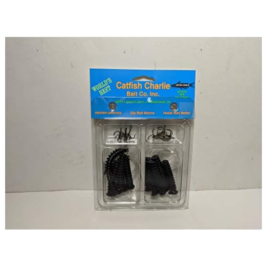 Catfish Charlie Soft Plastic Dip Bait Worms 12 Pack (Black)