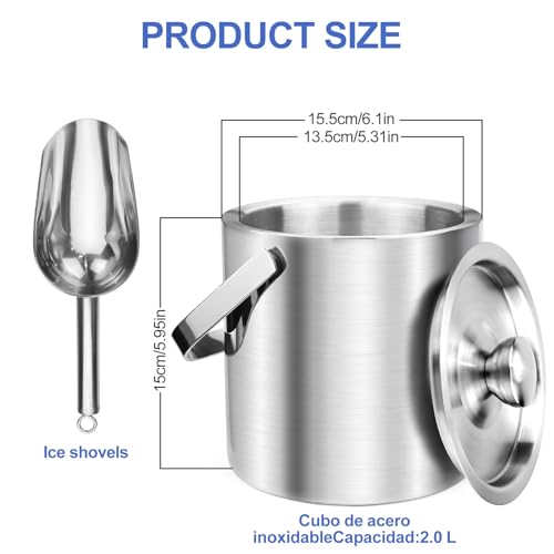 Seau à glace en acier inoxydable isolé pour vin et champagne - 5