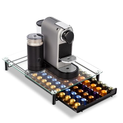 Masthome Tiroir de Rangement pour 60 Capsules Nespresso, Porte Dosette de Café avec Présentoir en...