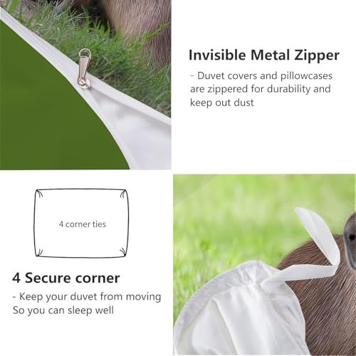 Parure de lit 140x200 capybara 3D réversible avec housse de couette microfibre douce - 7