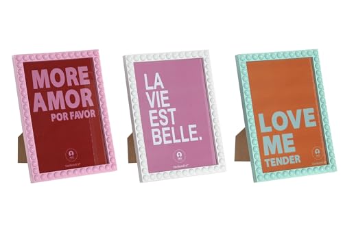 Genérico Set de 3 Marcos de Fotos Bonitos 13x18 cm – Portarretratos Decorativos de Pared o Mesa con Frases – Colores Pastel, Cristal Transparente – Ideal para Regalo y Decoración del Hogar