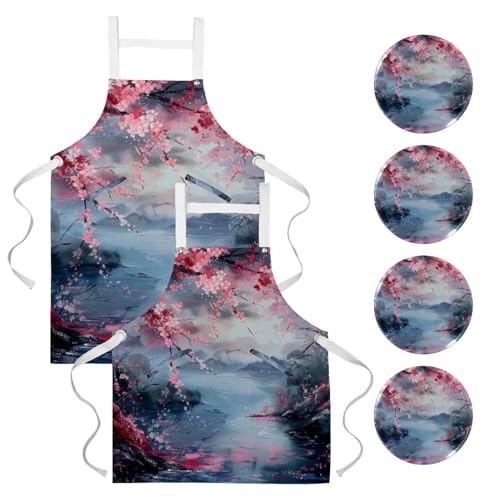 Tablier de cuisine anti taches avec broches ajustables lot de 2