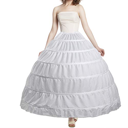 VeMee Full 6 Hoop Skirt Floor Length Crinoline Underskirt Wedding Dress Petticoat2