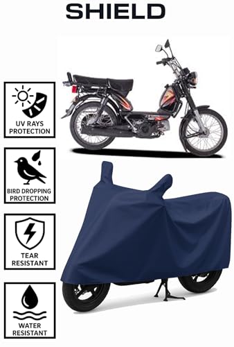Image of Shield Heavy Duty Bike Cover for Tvs XL 100 | All-Season, Tear-Proof Fabric | with Side Mirror Pocket & Buckle Belt | Tvs XL 100 Bike Cover