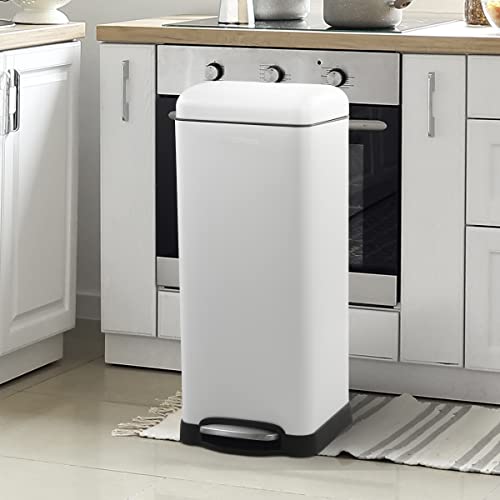 Happimess Hpm1007A Betty Retro 8-Gallon Step-Open Garbage Can With Soft Close Step, White #TOP2
