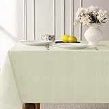Softalker Tovaglia Rettangolare 240x140 cm Beige Antimacchia con Texture in Lino, Elegante...