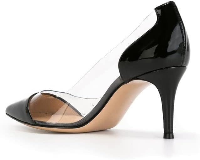 YODEKS Women's Clear Pumps Pointed Toe with 2.6" Stiletto High Heels Dress Shoes for Wedding/Party