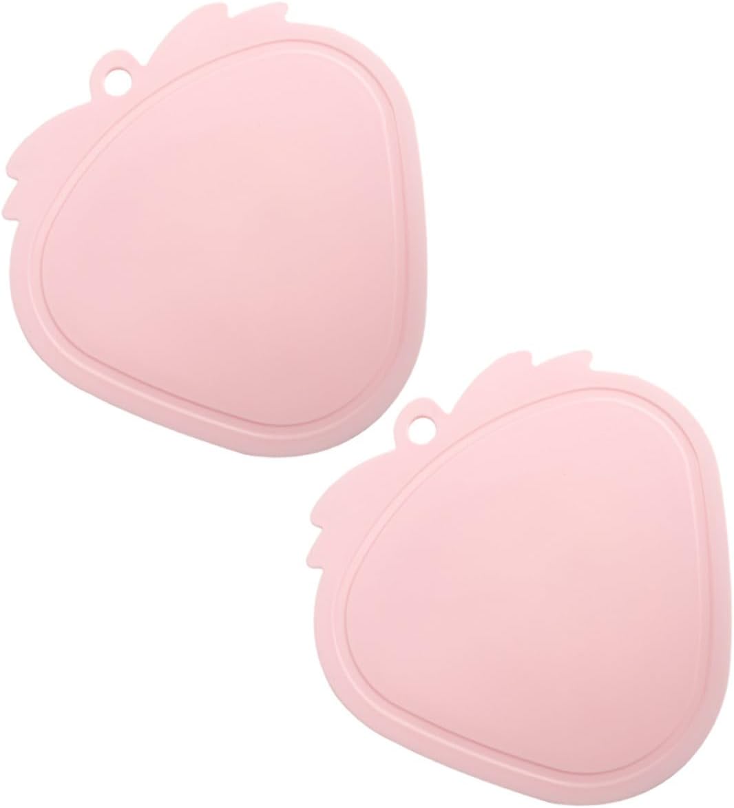 BESPORTBLE Strawberry Fruit Shaped Cutting Board Set, 2Pcs Small Plastic Chopping Mats for Kitchen Food Prep and Food, Dual-Sided Non-Slip Boards for Household Use