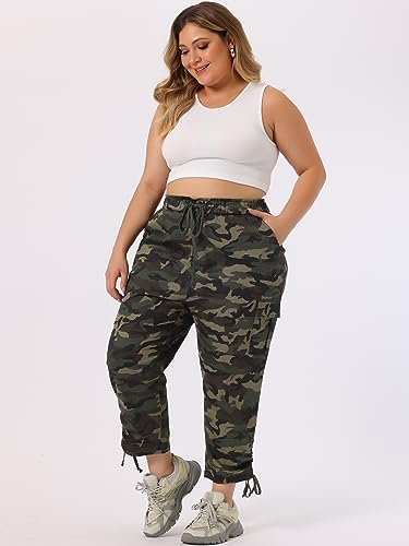 Agnes Orinda Women's Plus Size Drawstring Elastic Waist Cargo Pants with Pocket3