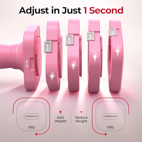 Image of FEIERDUN DB3 5-in-1 Adjustable Dumbbell Set of 2, 12LBS /20LBS Hand Weights for Women, Men, 1s-Adjust Dual-Stable Dumbbell Set for Women Home Gym & Outdoor