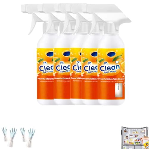 Limpiador En Aerosol Potente For Cocina, Limpiador En Espuma Multiusos De Alta Resistencia, Limpiador Multiusos For Refrigeradores, Desengrasante Espumoso For Limpiar Manchas(5PCS)