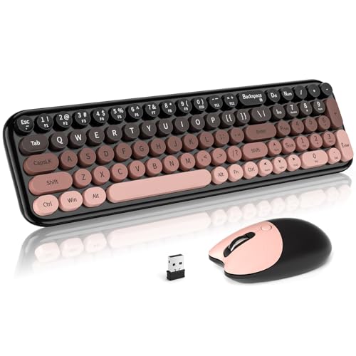 Image of Dilter Wireless Keyboard Mouse Combo, Portable Retro Keyboard with Compact Size, 2 in 1 USB Connected Mouse for Windows PC, Laptop, Computer, Desktop, Home and Office Use