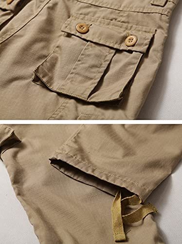 Trgpsg Men's Ripstop Wild Cargo Pants Multi-Pocket Military Army Camo Casual Work Combat Trousers 5335 Khaki 34 #TOP6