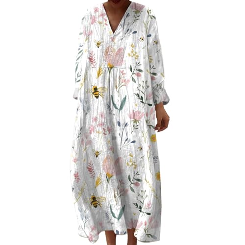 Generisch Kleid Hochzeitsgast, Must Have, Strandkleid Lang Maxikleider V Ausschnitt Sommerkleider Leicht Und Luftig Boho Kleid Elegante Midikleid...