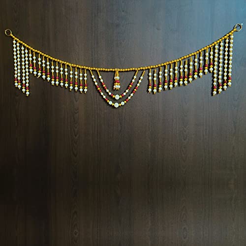 Image of Handmade Door Hanging Round Moti Style Bandarwal Toran (TMR-07) -Diwali New Year Inauguration Wedding Festival Home Decor Pooja (40 Inch X 6 Inch)