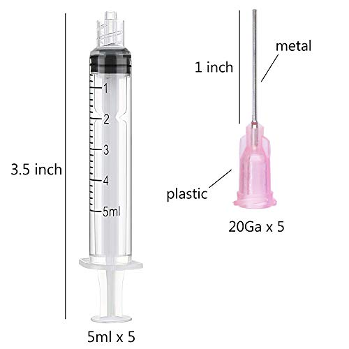 5 Pack 5Ml/Cc Premium Ink Filling Syringe With Platic Blunt Needle Tip For Fountain Pen #TOP1