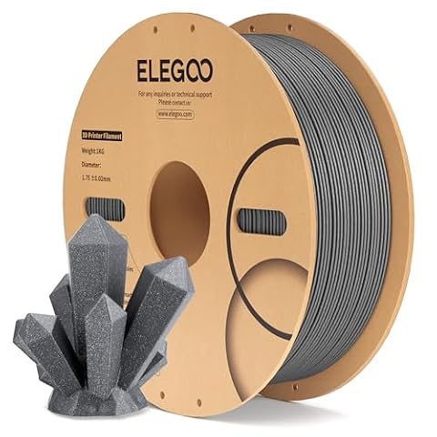 ELEGOO PLA Filament 1.75mm Sparkle Drak Grey 1KG, Glitter Twinkling 3D Printer Filament High Dimensional Accuracy, 1kg Spool(2.2lbs) Fits for Most FDM 3D Printers