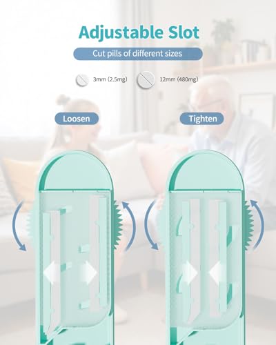 Image of Pill Cutter Splitter for Small and Tiny Pills, Pill Splitter Accurately Cuts Multiple Pills at Once for Large and Small Medicines, Sharp Blade with Safety Guard (Green)