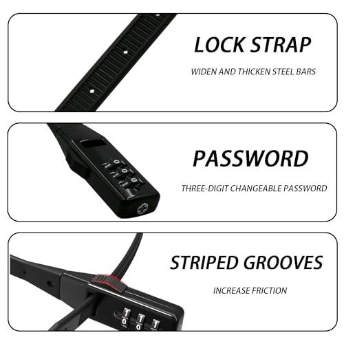 1 Piece Bicycle Combination Lock, Electric Scooter Accessories, Bicycle Lock, Children's Combination Lock, Bicycle Accessories, Bicycle Lock with Digital Code (Black) - Image 3