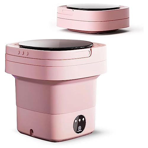Portable Washing Machine, Mini Foldable Washer and Spin Dryer Small Washing Machine with 3 Modes for Travel, RV, Camping, Apartments or Home Laundry Used,Pink