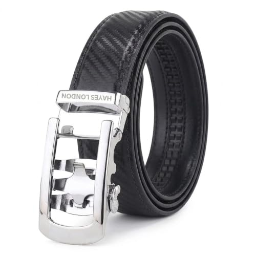 Image of HAYES LONDON Leather Ratchet Belt for Men | Adjustable No-Holes | Customizable Fit, Stylish & Effortless Buckle | Formal & Casual Wear Belts