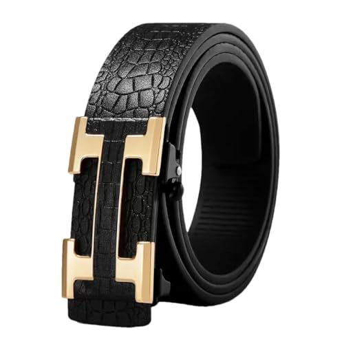 Men Automatic Buckle Leather Belt for Casual and Business Trousers