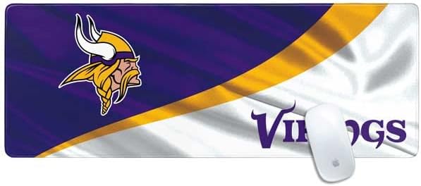 Skinit Extra Large Gaming Mouse Pad - Officially Licensed NFL Minnesota Vikings Distressed Design with Stitched Edges, Waterproof, Non-Slip Rubber Base, Desk Mat for Keyboard & Mouse