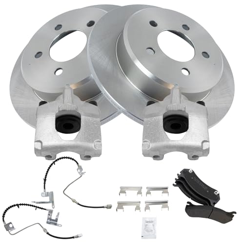 Image of TRQ Rear Brake Pad & Rotor Kit Ceramic Compatible with 2006-2007 Chrysler Town & Country Dodge Grand Caravan