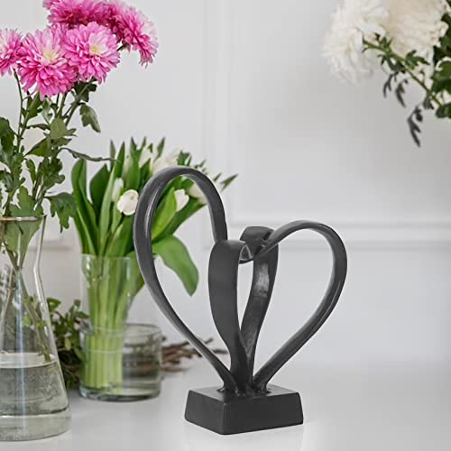 DreamsEden Cast Iron Interlocking Hearts Sculpture - Anniversary Romantic Gift for Couples, Valentines Wedding Keepsake, Home Decor Statue (6.7" H) - Image 4