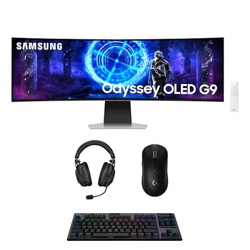 Image of Samsung LS49DG956SNXGO 49 inch G95SD Odyssey OLED Curved Gaming Monitor with PRO-X-2-LIGHTSPEED Headset, G915 Keyboard, and PRO-X-2-SUPERLIGHT Mouse (2024)