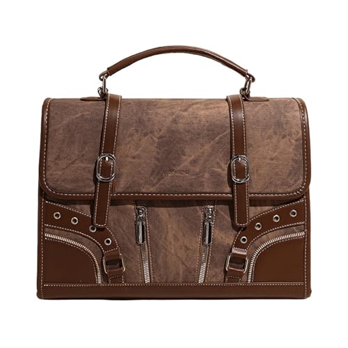 Women's Vintage Messenger Bag Briefcase PU Leather Large Capacity Crossbody Handbags Convertible Casual Backpack