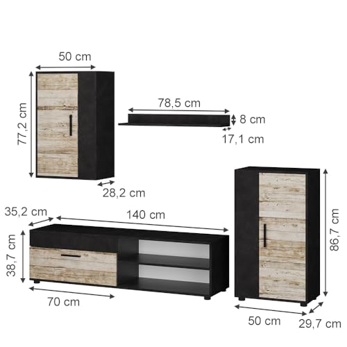 Vicco Conjunto de salón Berno, Beige, Juego de 4 - imagen 3