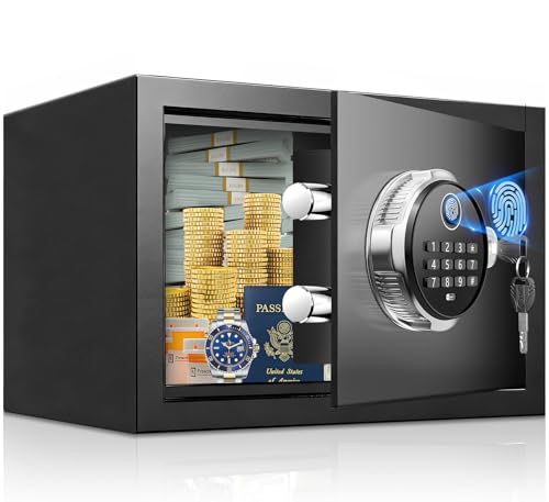 Small Smart Biometric Safe Box for Home (6.5D x 7W x 6.5H)