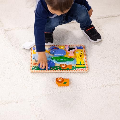 Image of Melissa & Doug Safari Wooden Chunky Puzzle (8 pcs), Educational Screen Free Activity for Toddler, Preschoolers and Kids Ages 2+ - FSC Certified (Pack of 12)