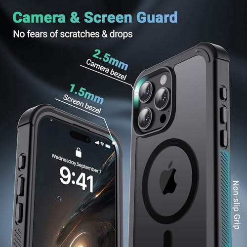 jaroco Magnetic for iPhone 15 Pro Max Case, [Compatible with MagSafe][Military Grade Drop Protection][Heavy Duty Protection][Non-Slip][Shockproof] 2-Layer Durable Bumper Phone Case 6.7''-Black by jaroco - Image 5