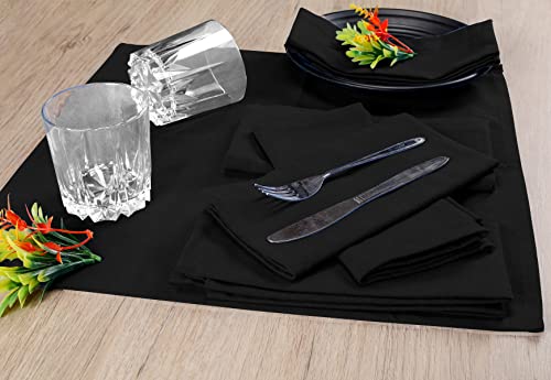 Native Fab Solid Cloth Napkin Set Of 4, 100% Cotton, Washable, Reusable Dinner Cloth Napkin 17X17 Inches, Table Decor Napkins For Dinner, Events, Black #TOP1