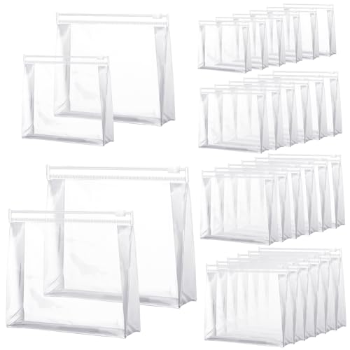 Xuniea 100 Pcs Mini Clear Makeup Bag PVC Small Travel Toiletry Organizer Pouches Bulk Waterproof Transparent Plastic Cosmetic Bag with Zipper for Women Men Travel (11'',9.8'',7.9'',5.9'')