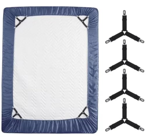 Bed Sheet Holder Straps Fitted Sheet Keepers Bedsheet Holders Fasteners,Elastic Adjustable Bedsheet Holders for a Wrinkle Bed Sheet.