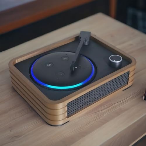 Suporte Alexa Echo Dot 3 Toca Discos Retrô - Presente, decoração criativa, música, som, stand de mes