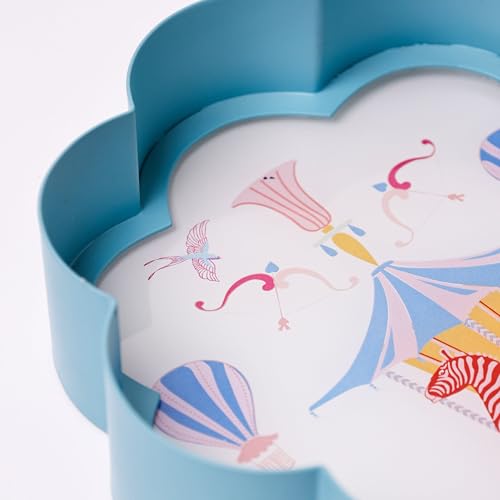 Image of The Wishing Chair Up In The Air Metal Wall Plate | Decorative Metal & Acrylic Wall Art for Kids Room, Nursery & Bedroom | Flower-Shaped Wall Hanging Decor with Whimsical Circus Design